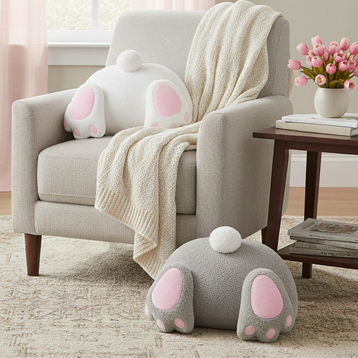Burrowing-Bunny-Shaped-Decorative-Pillow