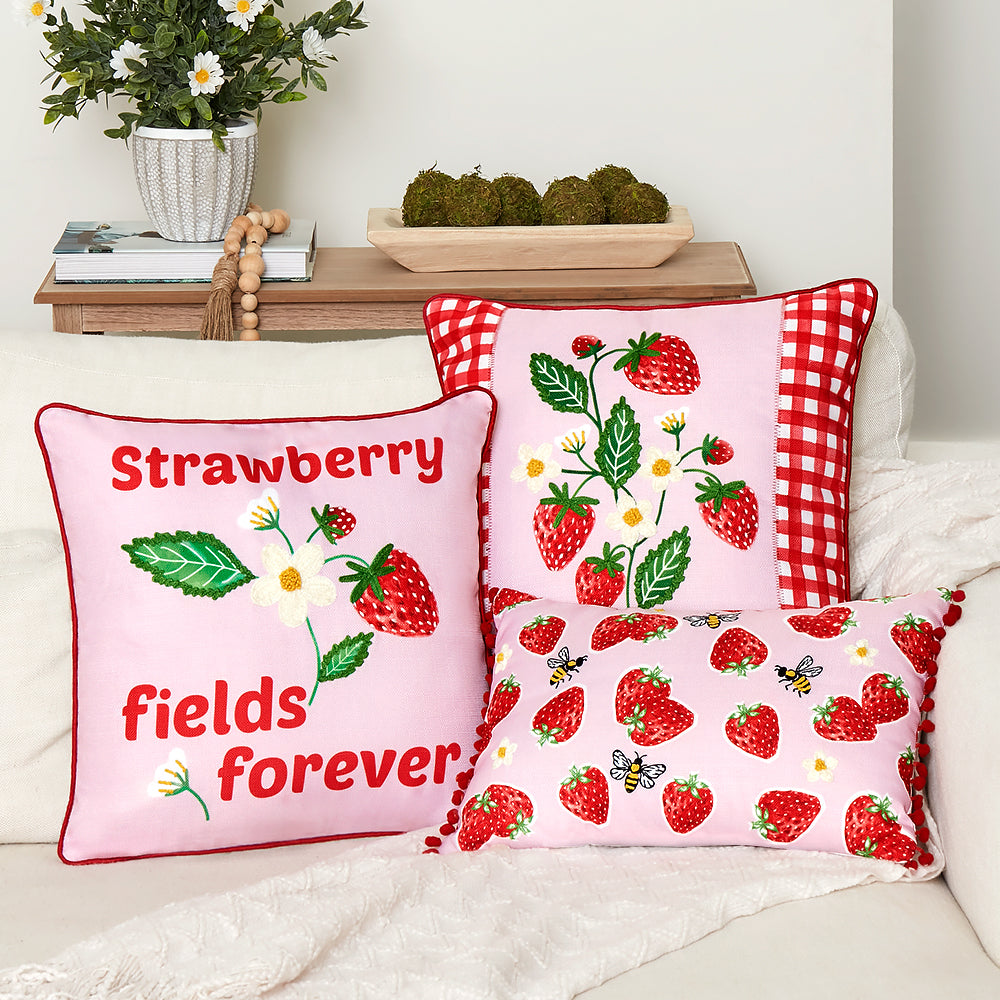Strawberry-Garden-Embroidered-Decorative-Pillow